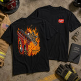[MADE IN US] Firefighter Ladder Rescue T Shirt, Bold Burning Building And Fire Crew Graphic, Firehouse Work Shirt For Firefighters Rescue Teams And First Responders Casual Classic Cotton Man 2