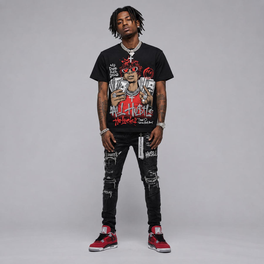 Toro Bravo 4s DopeSkill T-Shirt All Hustle No Luck Graphic