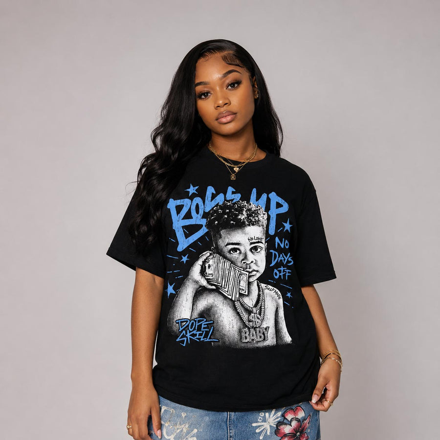 Black University Blue 5s DopeSkill T-Shirt Boss Up Graphic