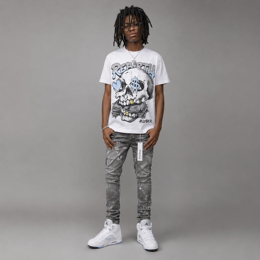 White Metallic 5s DopeSkill T-Shirt Rebirth Graphic