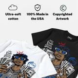 “True Blue” 3s DopeSkill T-Shirt All Hustle No Luck Graphic