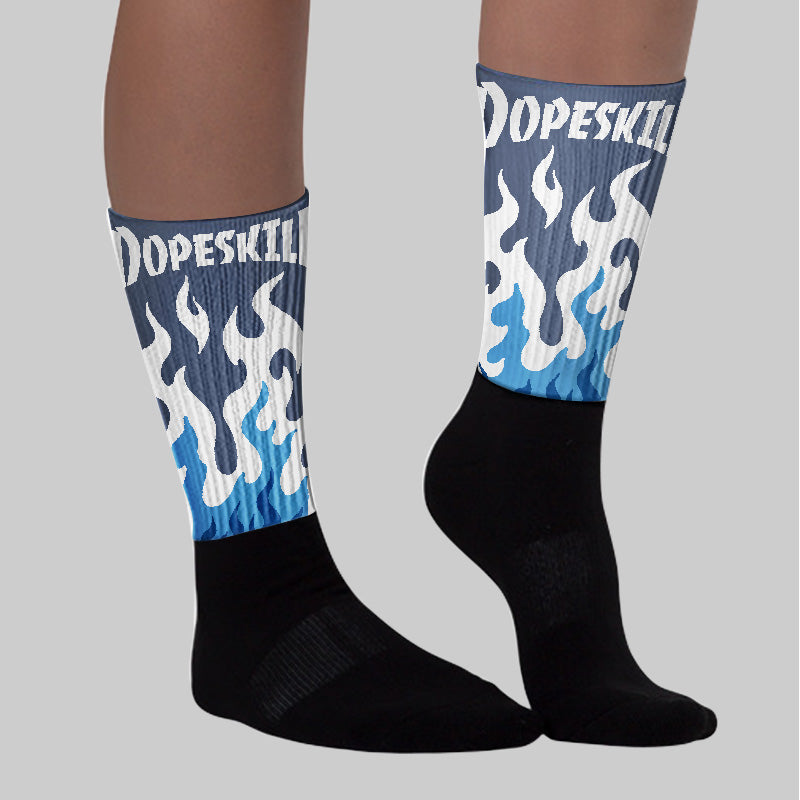 Diffused Blue 11s DopeSkill Sublimated Socks FIRE Graphic