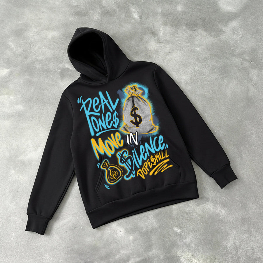 Gamma 11s DopeSkill Hoodie Sweatshirt Real Ones Move In Silence Graphic