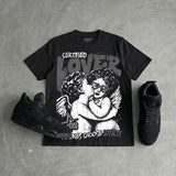 Black Cat 4s DopeSkill Oversize Print T-Shirt Real Ones Choose Loyalty Graphic
