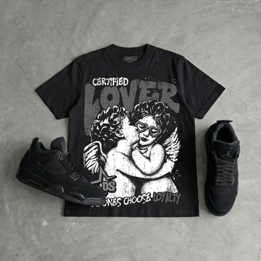 Black Cat 4s DopeSkill Oversize Print T-Shirt Real Ones Choose Loyalty Graphic