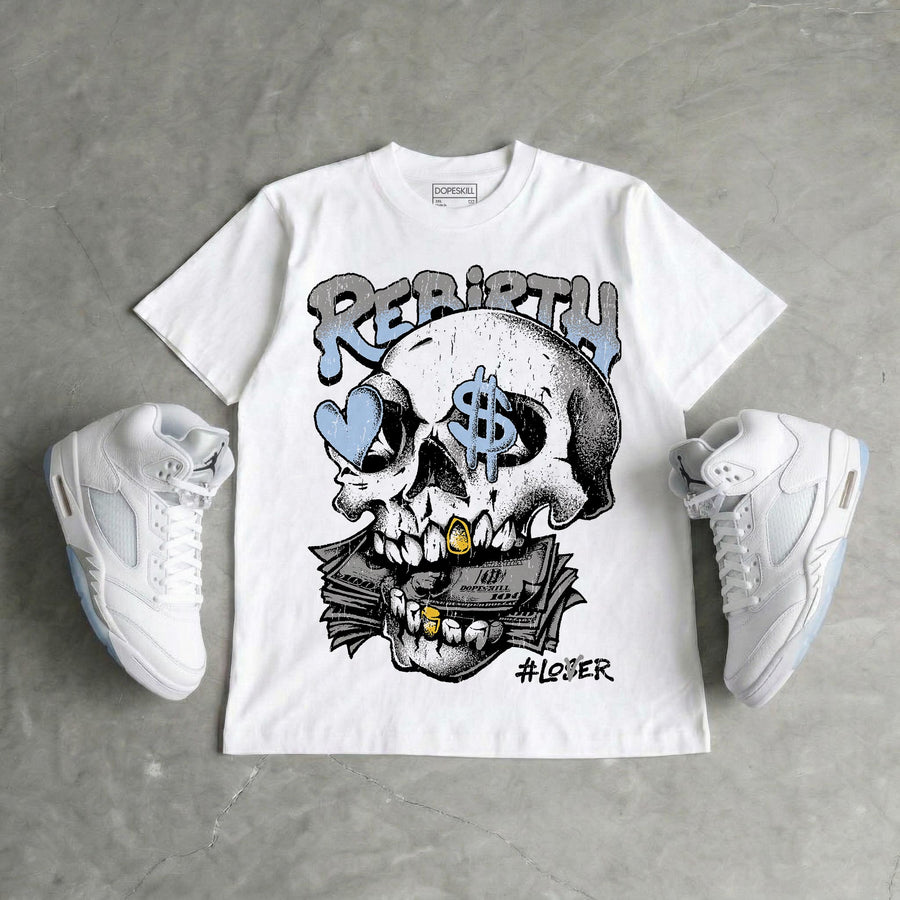 White Metallic 5s DopeSkill T-Shirt Rebirth Graphic