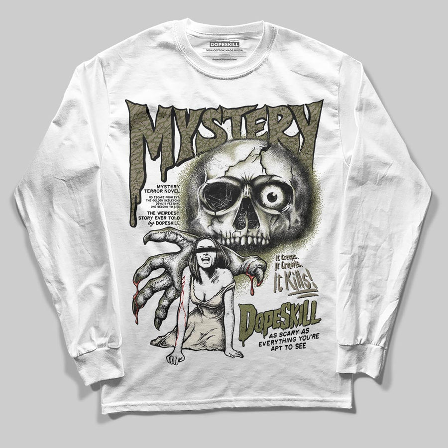 Medium Olive 3s DopeSkill Long Sleeve T-Shirt Mystery Ghostly Grasp Graphic