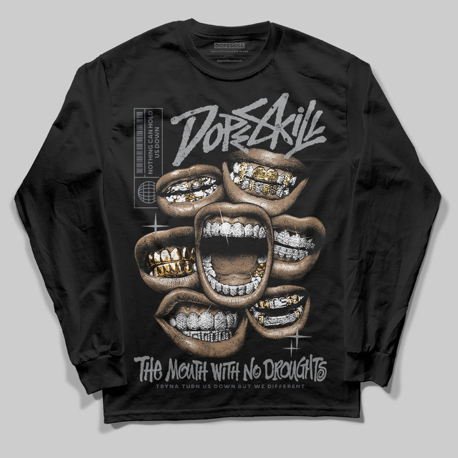 Wolf Grey 5s DopeSkill Long Sleeve T-Shirt The Mouth With No Droughts Graphic