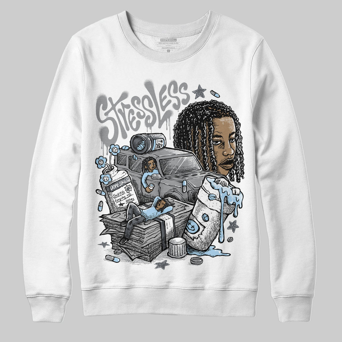 Wolf Grey 5s DopeSkill Sweatshirt Stressless Graphic