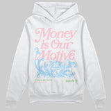 Medium Soft Pink 4s DopeSkill Hoodie Sweatshirt Money Is Our Motive Typo Graphic