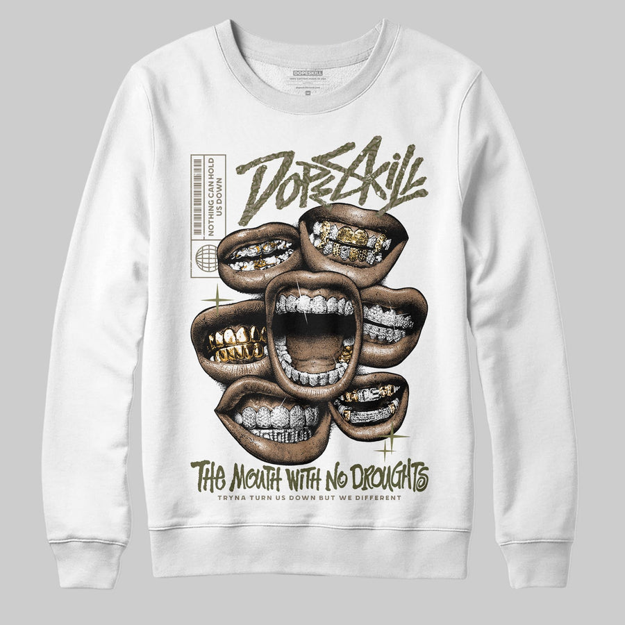 Medium Olive 3s DopeSkill Sweatshirt The Mouth With No Droughts Graphic