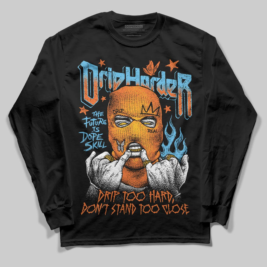 Orange Black White DopeSkill Long Sleeve T-Shirt Drip Harder Graphic