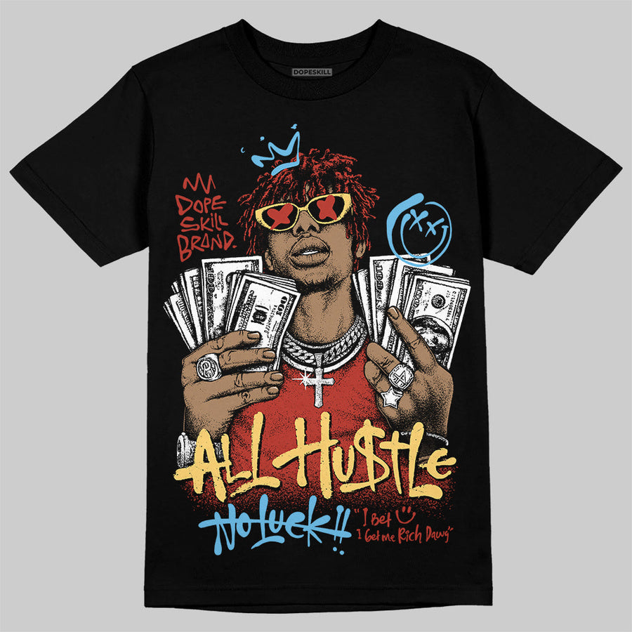 Black/White 'All Hustle No Luck' DopeSkill Graphic T-Shirt