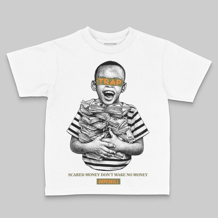 Olive 'Scared Money Don't Make No Money' DopeSkill Graphic Toddler Kids T-shirt