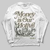 Medium Olive 3s DopeSkill Long Sleeve T-Shirt Money Is Our Motive Typo Graphic