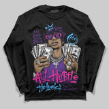 PURPLE 'All Hustle No Luck' DopeSkill Graphic Long Sleeve T-Shirt