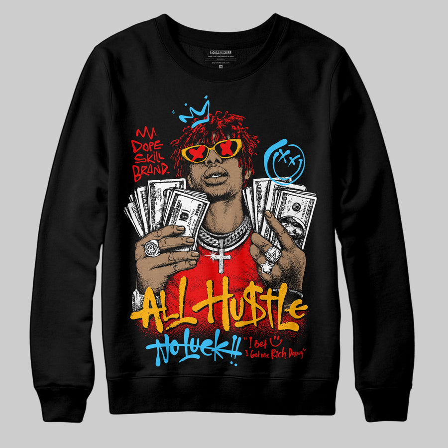Red 'All Hustle No Luck' DopeSkill Graphic Sweatshirt