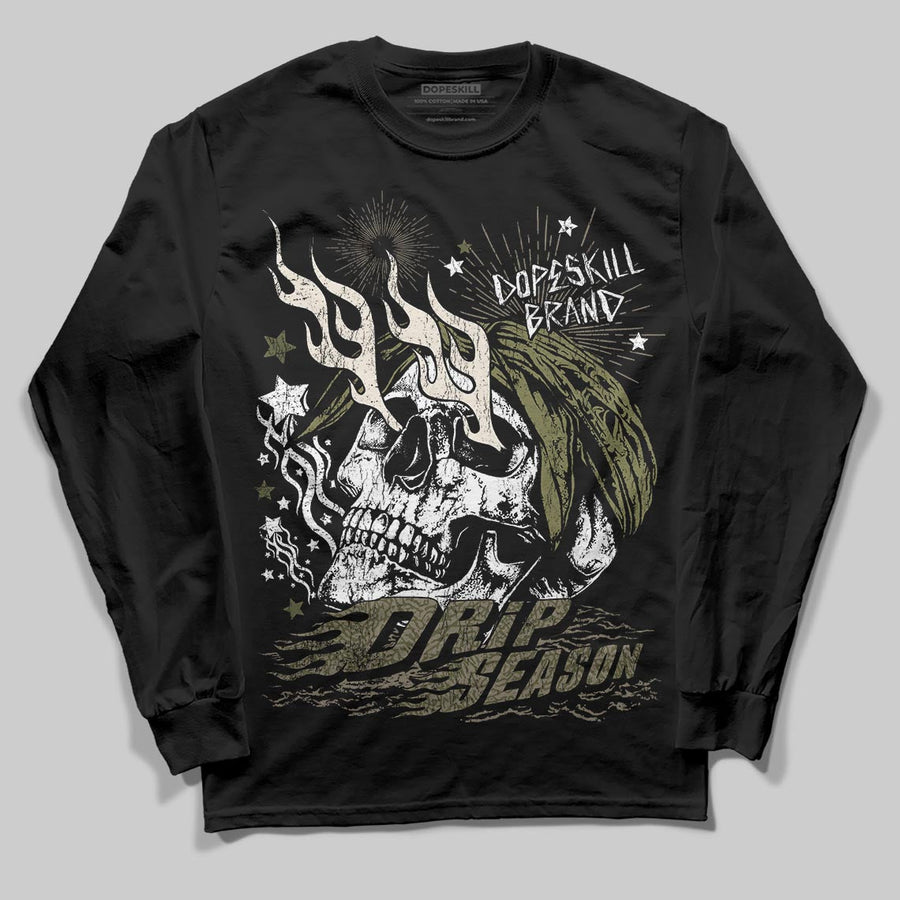 Medium Olive 3s DopeSkill Long Sleeve T-Shirt Drip Season Graphic