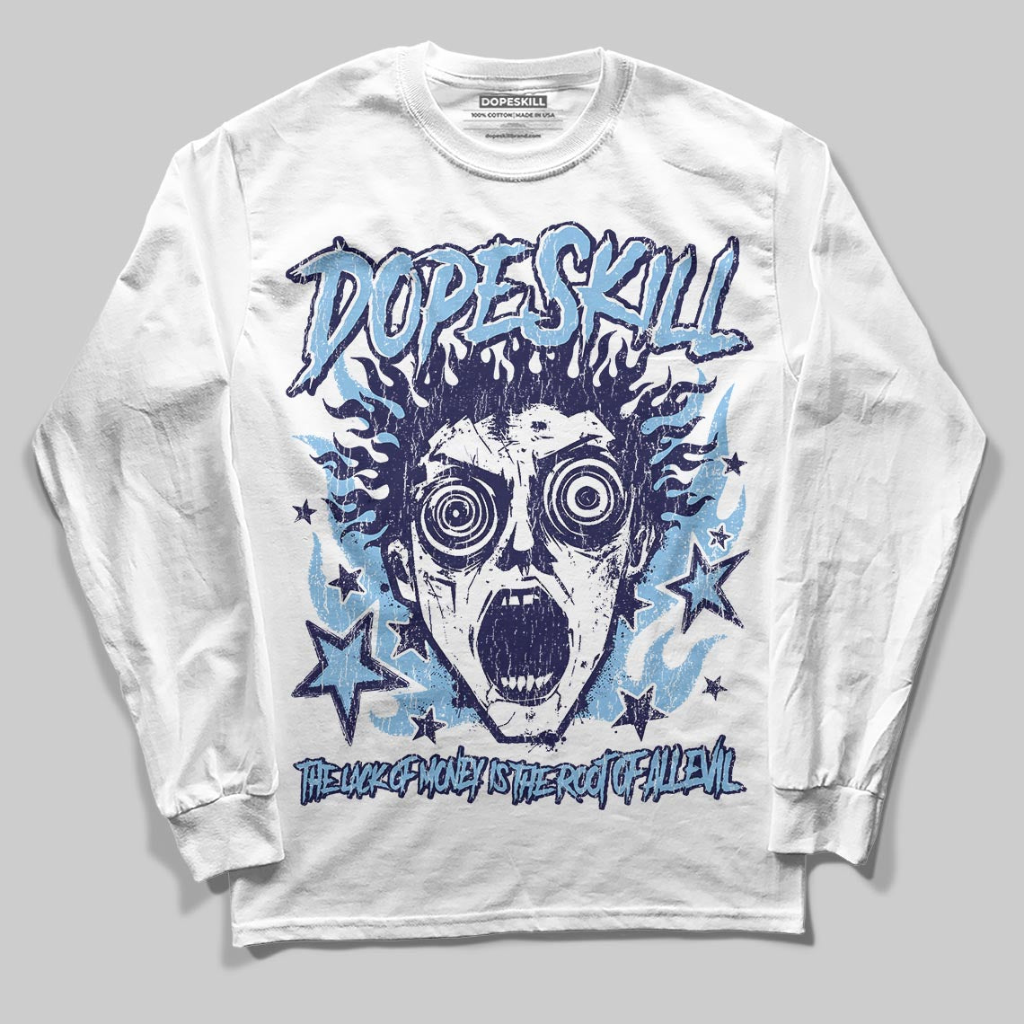 University Blue Collection DopeSkill Long Sleeve T-Shirt Root of Evil Graphic