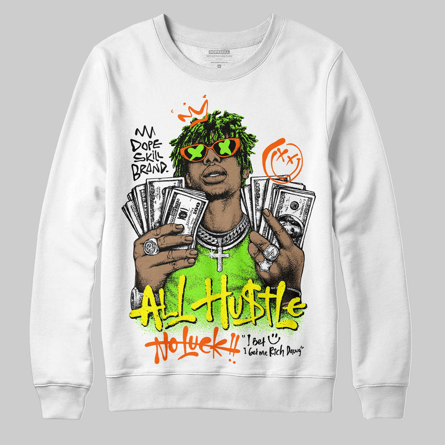 Neon Green 'All Hustle No Luck' DopeSkill Graphic Sweatshirt