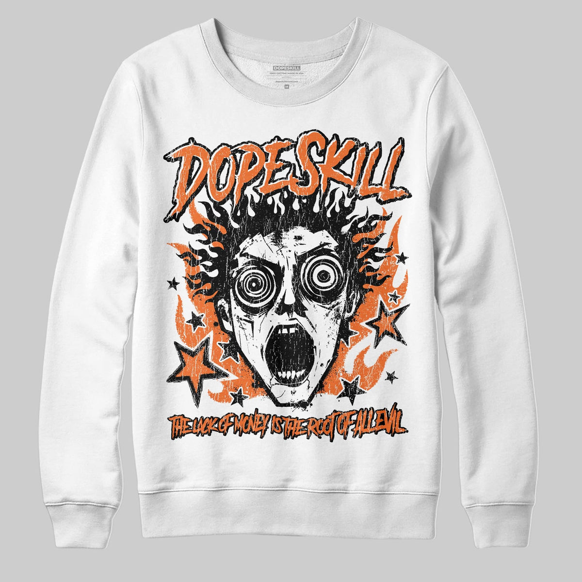 Orange Black White DopeSkill Sweatshirt Root of Evil Graphic