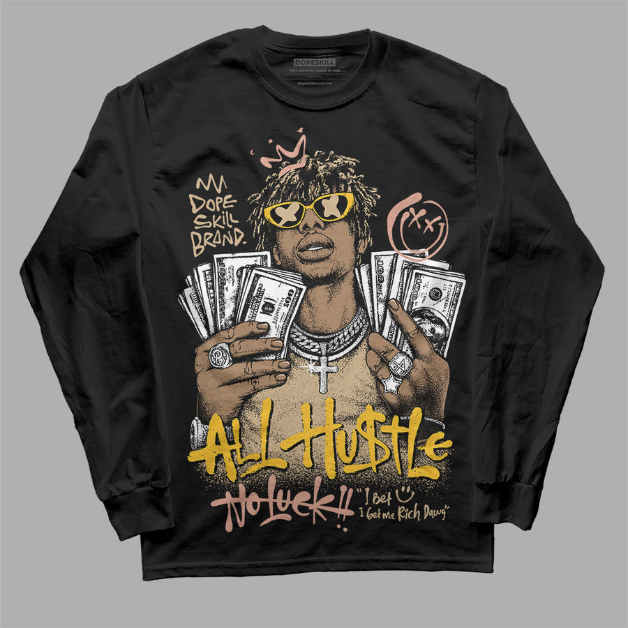 TAN 'All Hustle No Luck' DopeSkill Graphic Long Sleeve T-Shirt