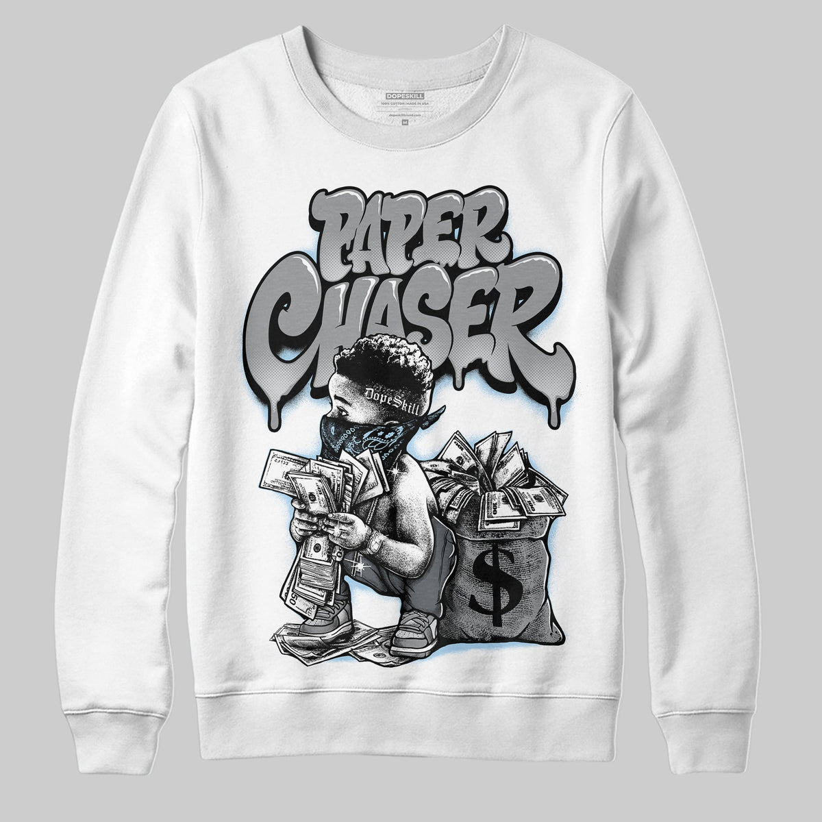 Wolf Grey 5s DopeSkill Sweatshirt Paper Chaser Boy Graphic