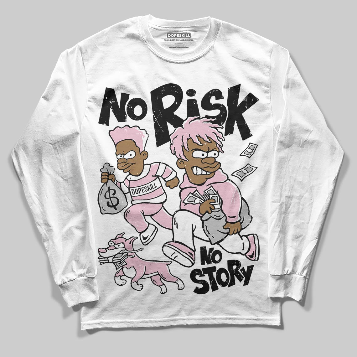 35th Anniversary 5s DopeSkill Long Sleeve T-Shirt No Risk No Story Graphic
