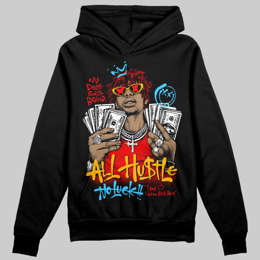 Red 'All Hustle No Luck' DopeSkill Graphic Hoodie