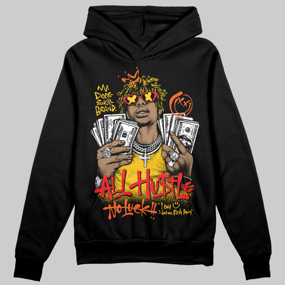 Yellow 'All Hustle No Luck' DopeSkill Graphic Hoodie