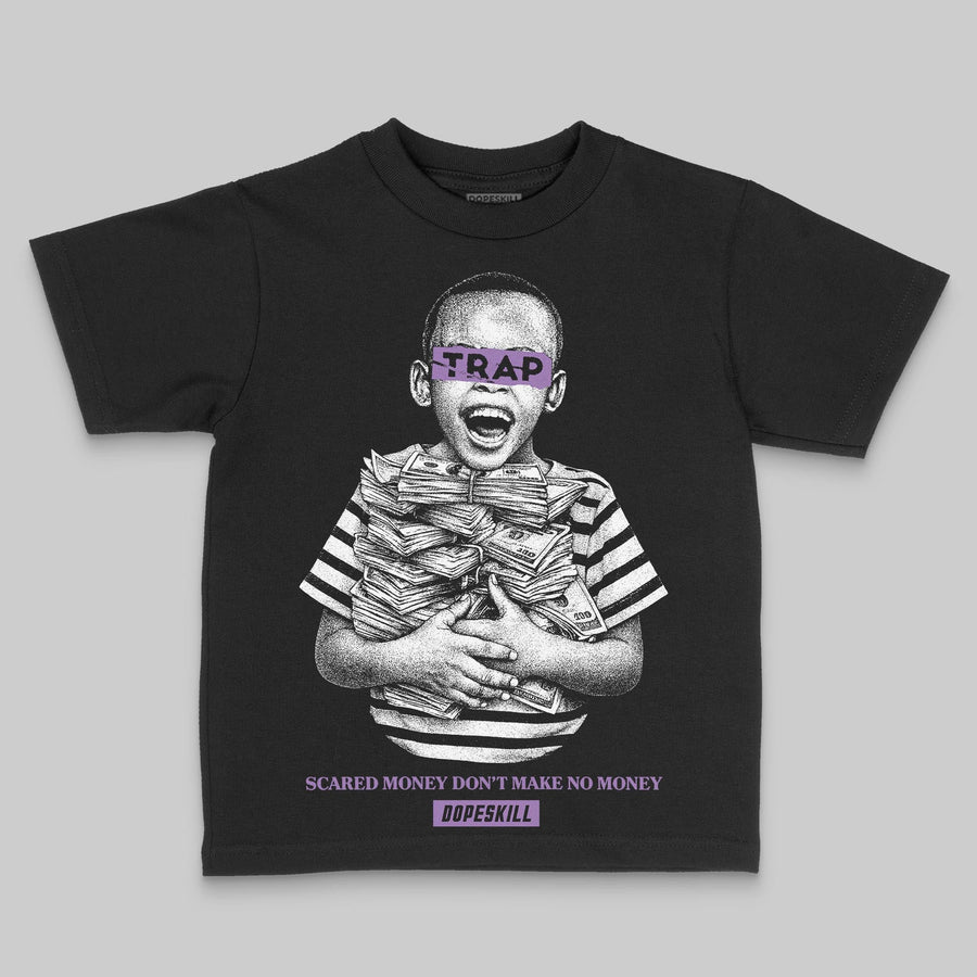 PURPLE 'Scared Money Don't Make No Money' DopeSkill Graphic Toddler Kids T-shirt