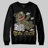 Medium Olive 3s DopeSkill Sweatshirt Born To Be Rich Graphic