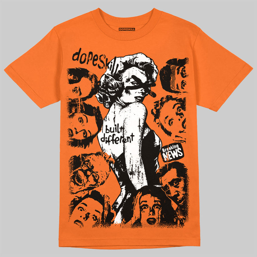 Orange Black White DopeSkill T-Shirt Built Different Graphic
