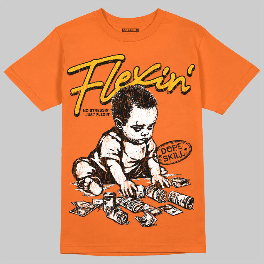 Orange Black White DopeSkill T-Shirt Flexin' Graphic
