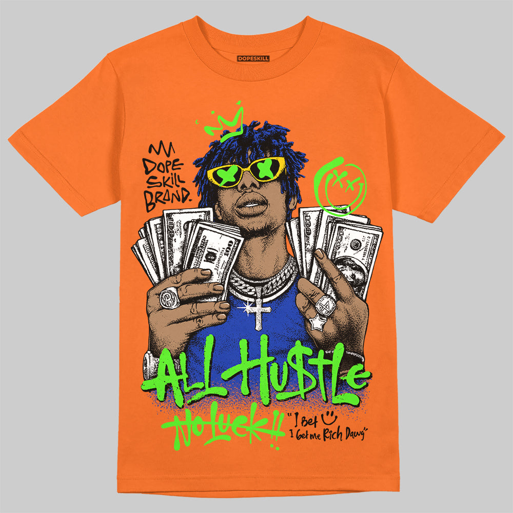 Orange 'All Hustle No Luck' DopeSkill Graphic T-Shirt