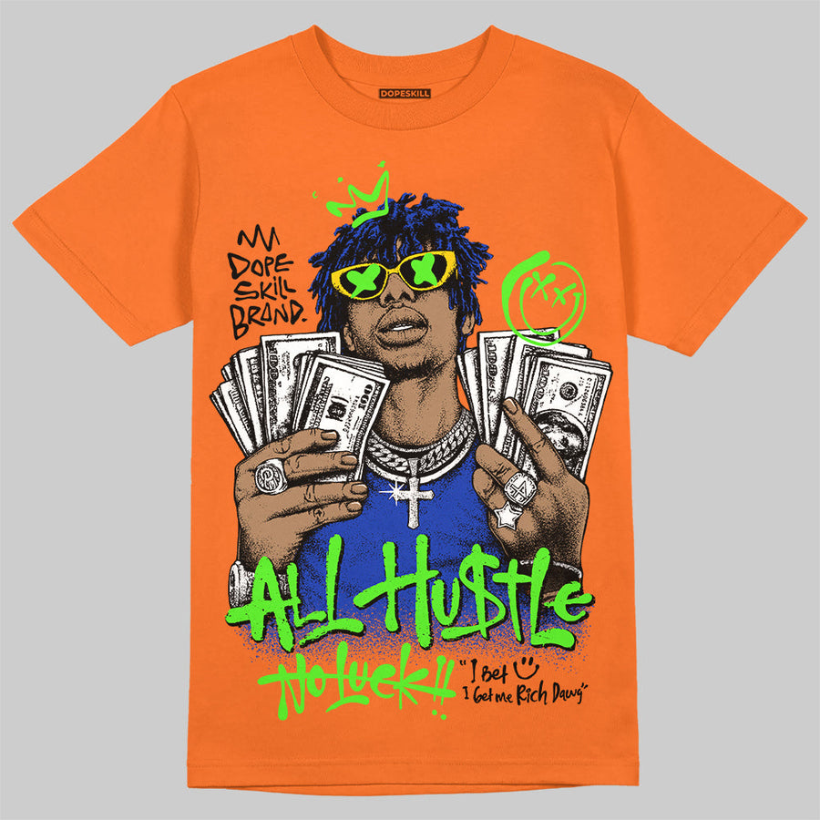 Orange 'All Hustle No Luck' DopeSkill Graphic T-Shirt
