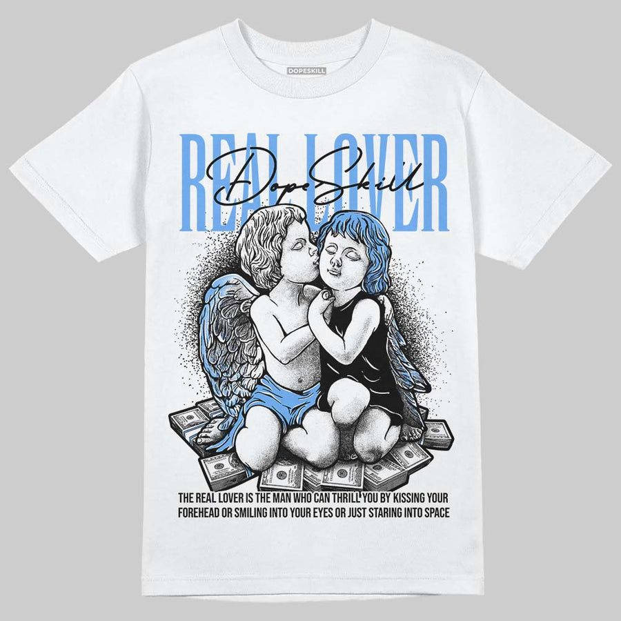 Black University Blue 5s DopeSkill T-Shirt Real Lover Graphic