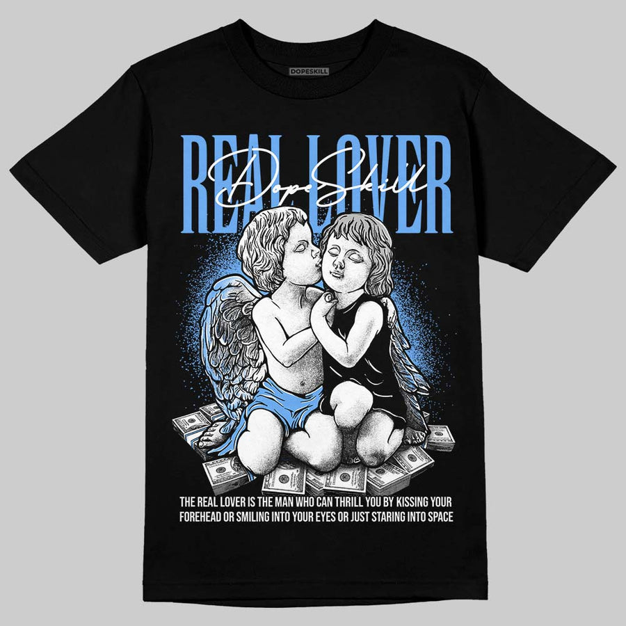 Black University Blue 5s DopeSkill T-Shirt Real Lover Graphic