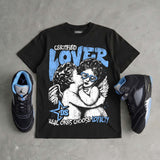 Black University Blue 5s DopeSkill Oversize Print T-Shirt Real Ones Choose Loyalty Graphic