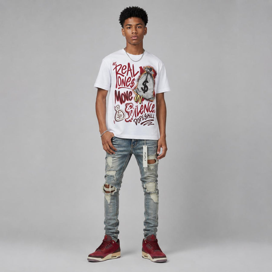 “Bin 23” 3s DopeSkill T-Shirt Real Ones Move In Silence Graphic