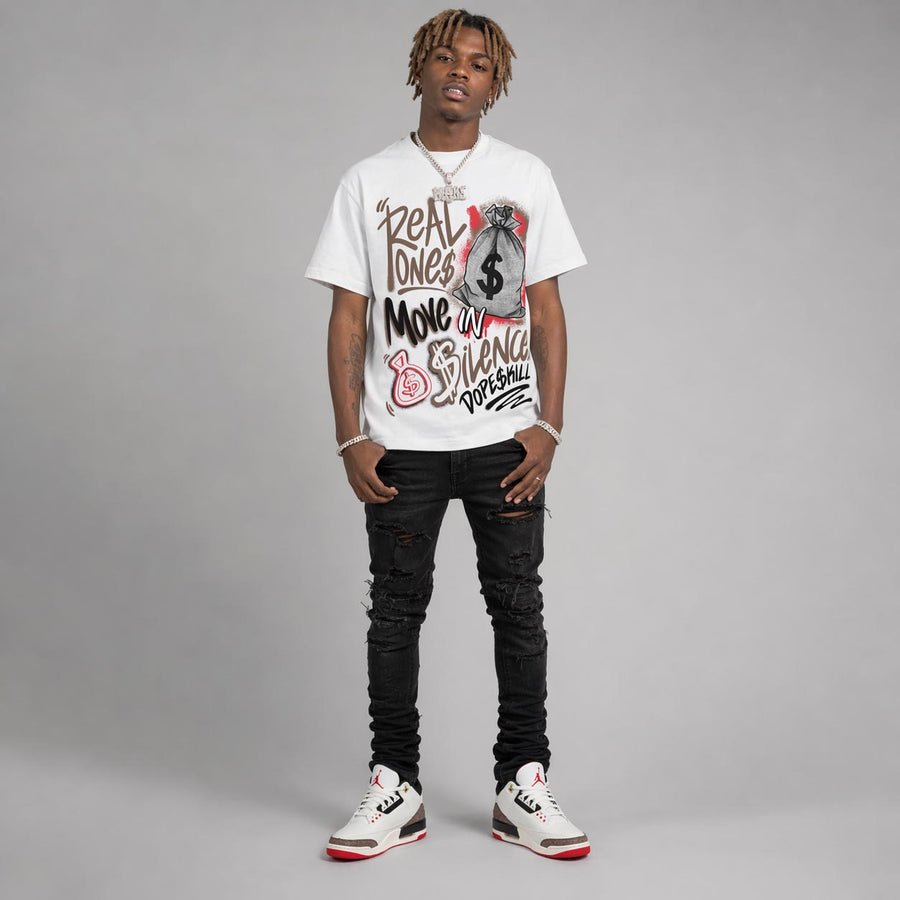 World’s Best Dad 3s DopeSkill T-Shirt Real Ones Move In Silence Graphic