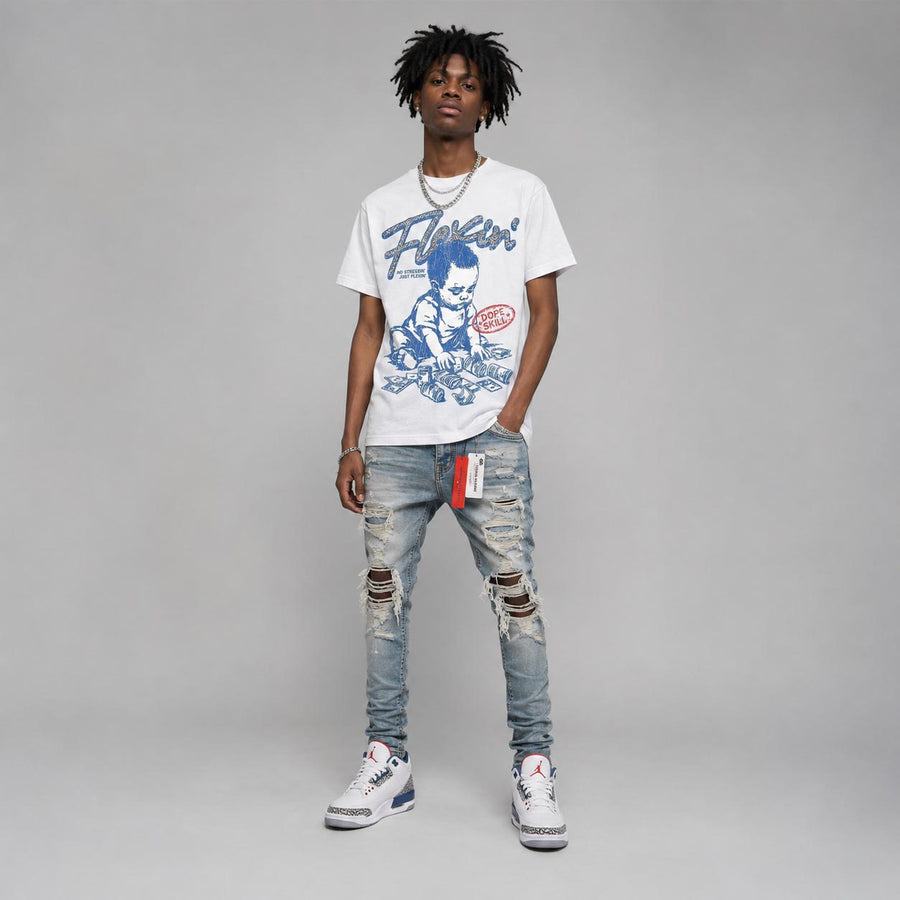 “True Blue” 3s DopeSkill T-Shirt Flexin' Graphic