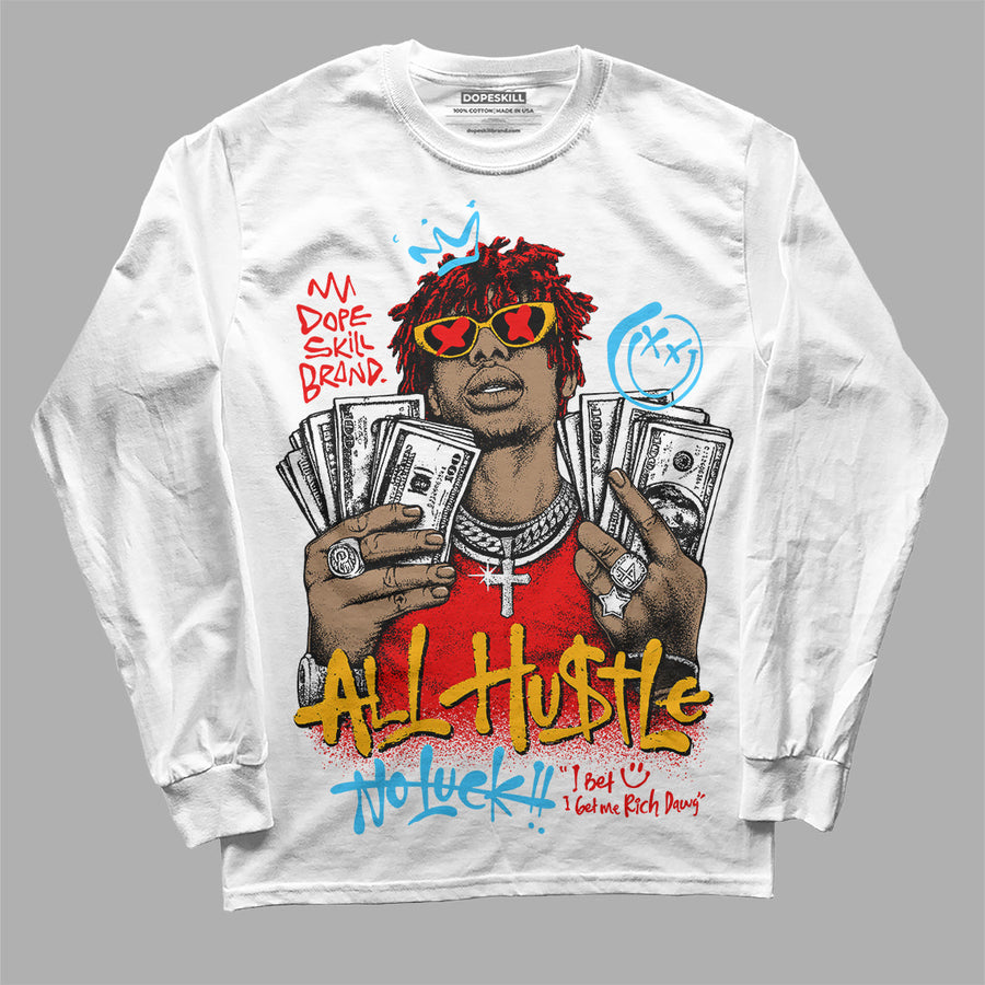 Red 'All Hustle No Luck' DopeSkill Graphic Long Sleeve T-Shirt