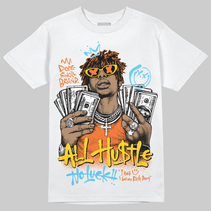 Orange 'All Hustle No Luck' DopeSkill Graphic T-Shirt