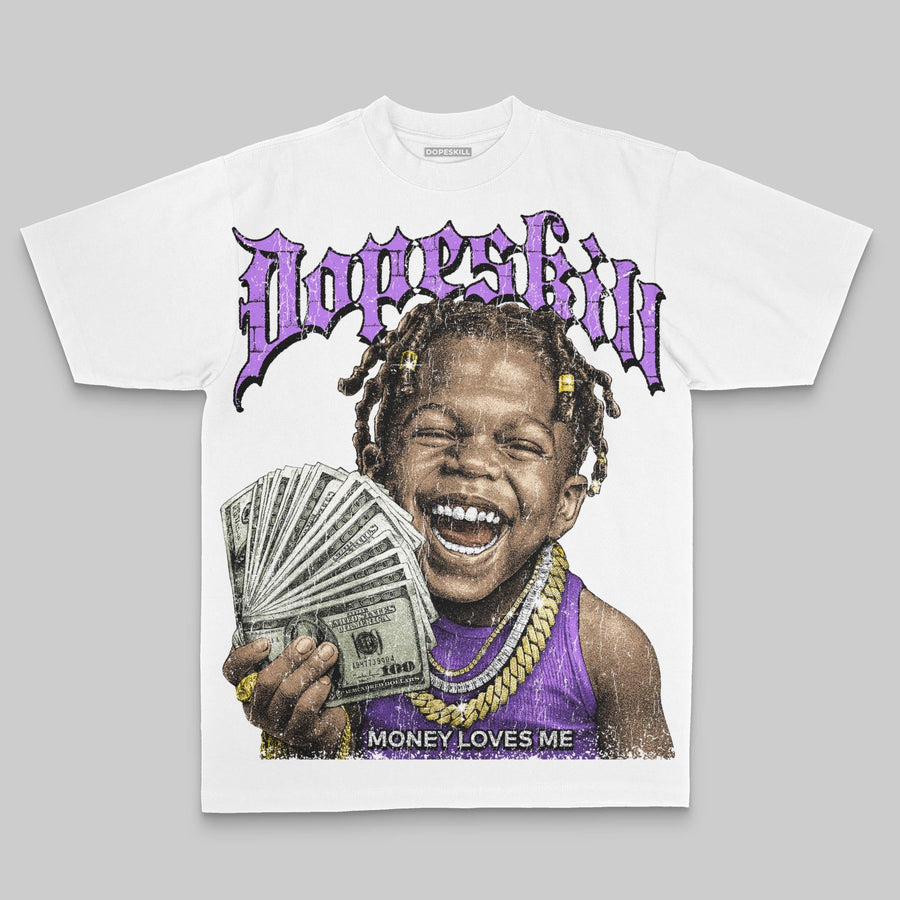 Purple Oversize Print Money Loves Me DopeSkill Graphic T-shirt