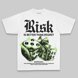 Neon Green Oversize Print 'Risk Is Better Than Regret' DopeSkill Graphic T-shirt