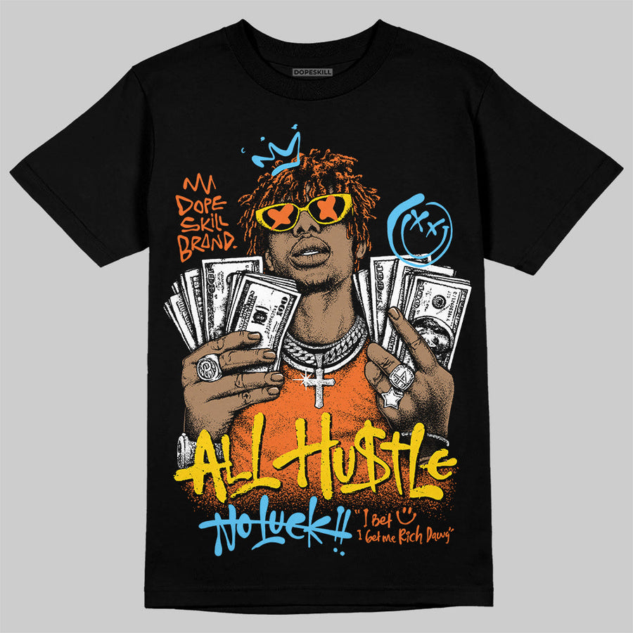 Orange 'All Hustle No Luck' DopeSkill Graphic T-Shirt