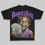 Purple Oversize Print Money Loves Me DopeSkill Graphic T-shirt