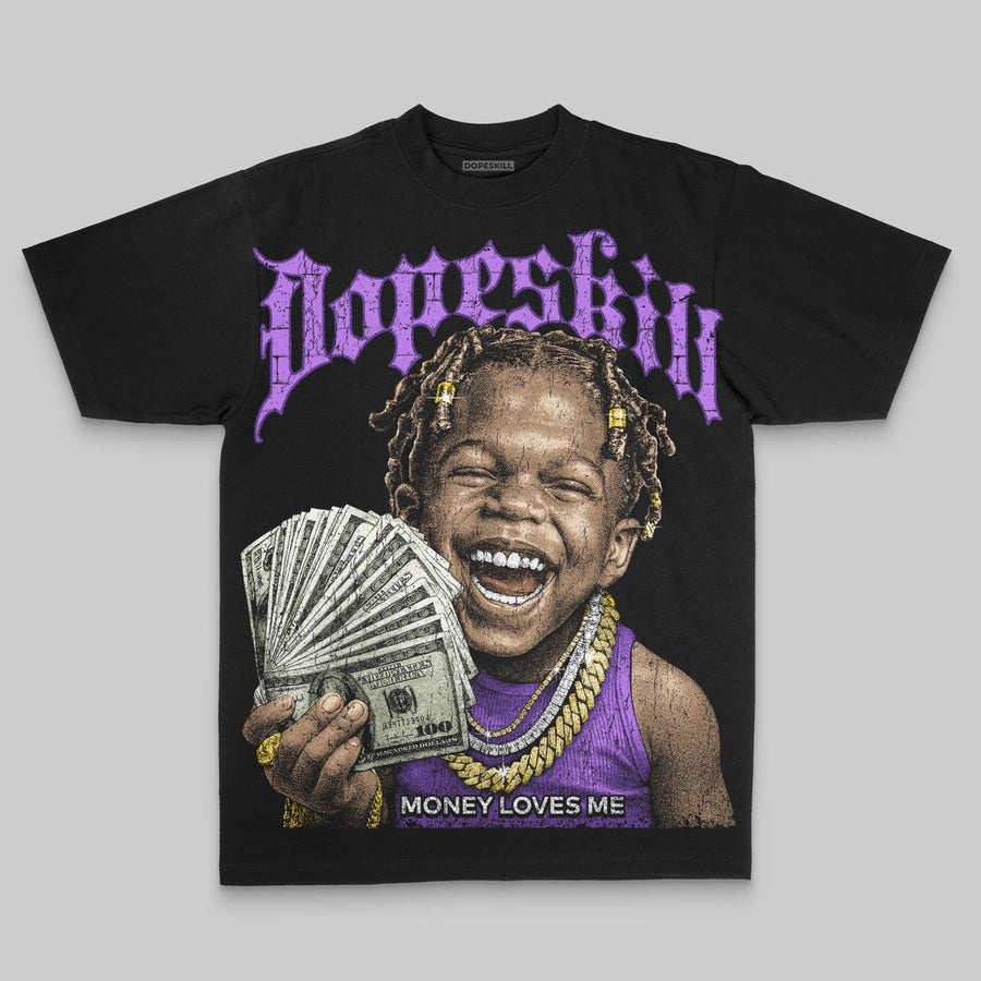 Purple Oversize Print Money Loves Me DopeSkill Graphic T-shirt