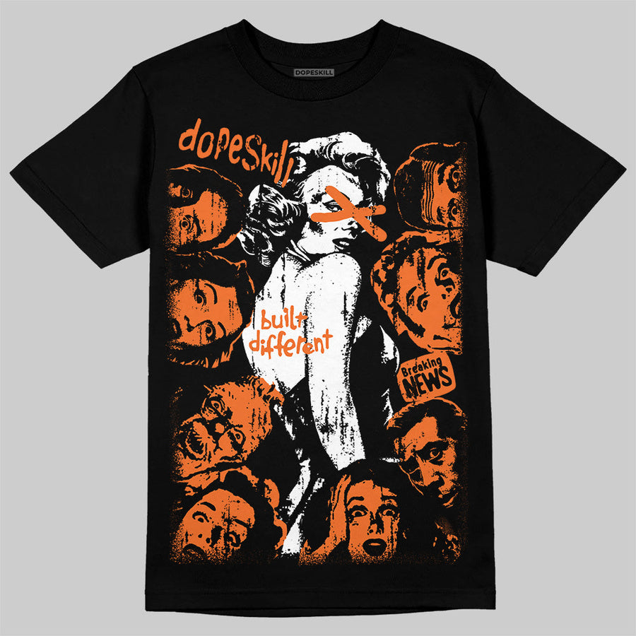 Orange Black White DopeSkill T-Shirt Built Different Graphic